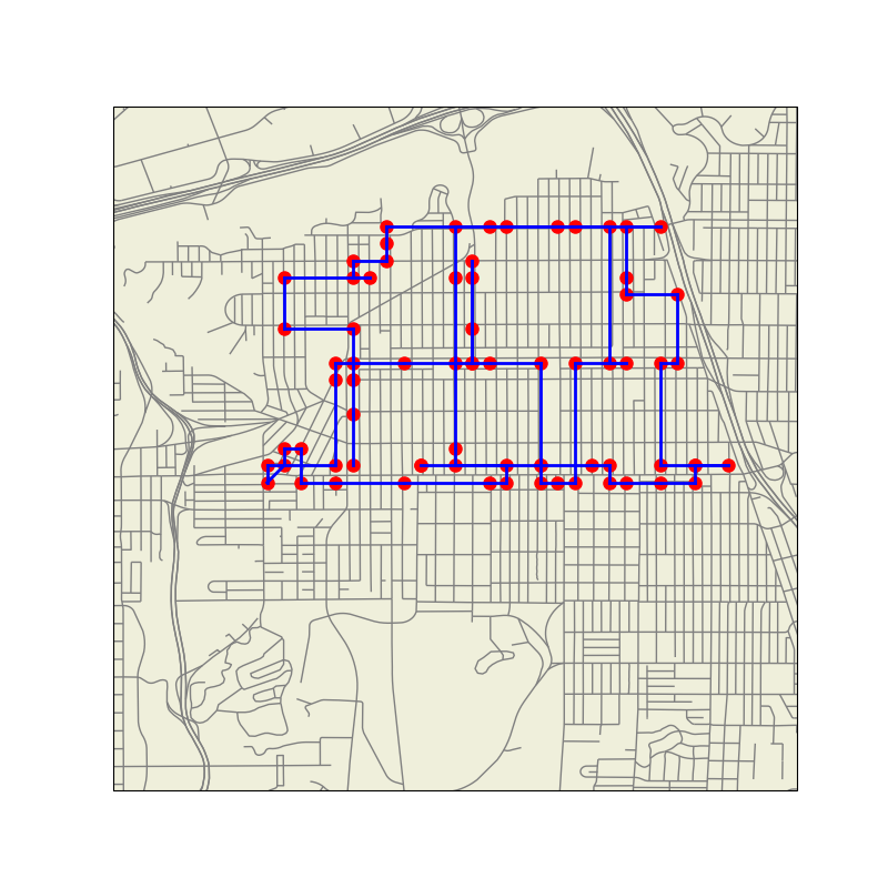 Simulated annealing solution for an optimal bus route connecting all stops